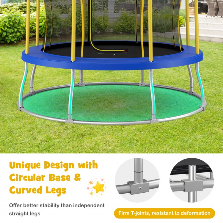 10 feet flower shape trampoline with galvanized steel frame, featuring a circular base for enhanced stability and.