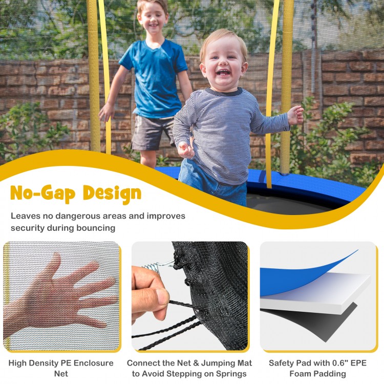 Unique flower shape trampoline with galvanized steel frame, high-density enclosure net, and safety padding for secure.