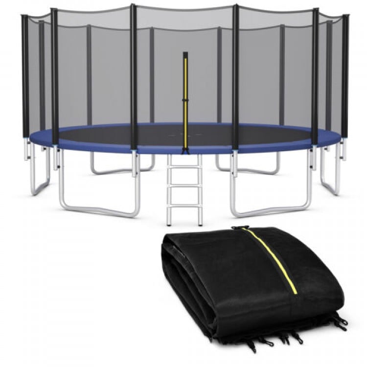 Replacement safety net for 15/16 feet round trampoline, made of durable PE material, with double-headed zipper door.