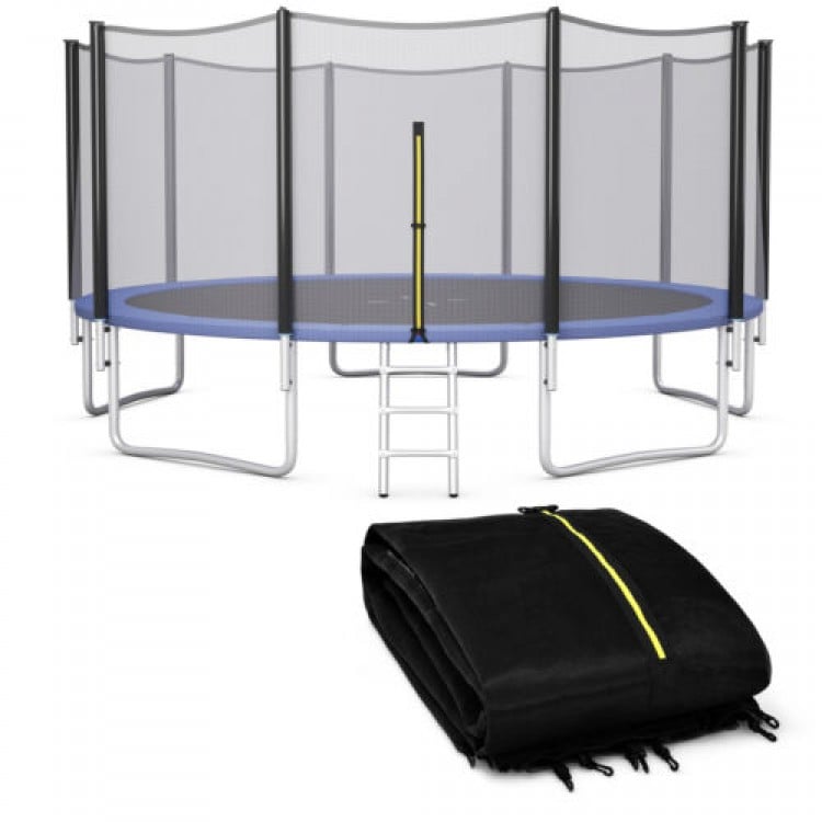 Replacement safety net for 15/16 feet round trampoline, made of durable PE material, featuring a double-headed zipper.
