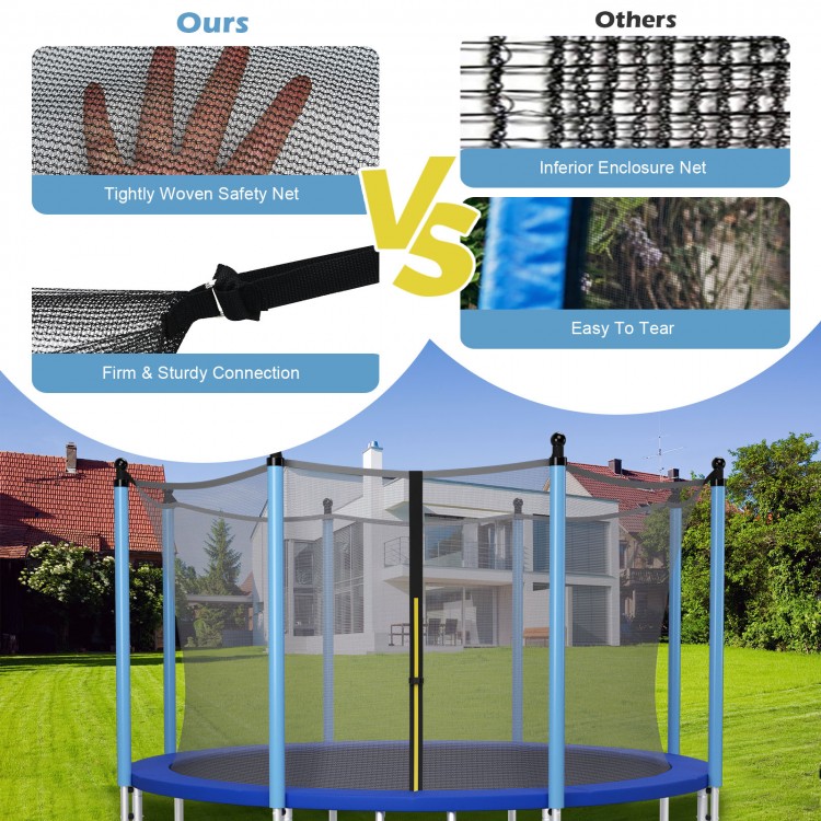 High-quality PE mesh safety net for 15/16 ft trampoline, showcasing breathable design and firm connections for optimal.