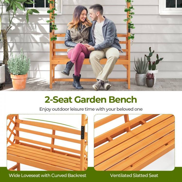 2-seat garden bench made of natural fir wood with a ventilated slatted seat, perfect for outdoor relaxation and.