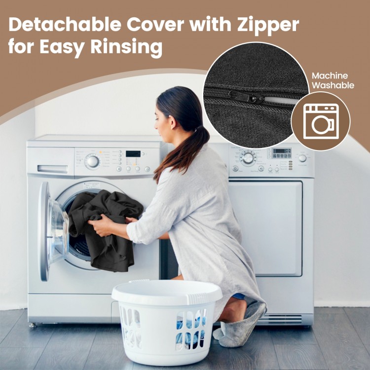 Detachable black cover with zipper for easy cleaning, designed for the Tri-Fold Folding Chair Convertible Sleeper Bed.