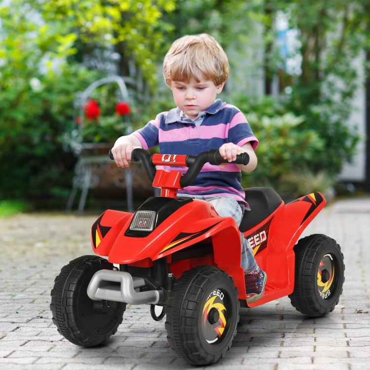 Red 6V kids electric ATV ride-on toy featuring a comfortable seat and footrest, perfect for outdoor adventures in style.