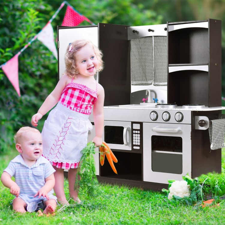 Kids Wooden Modern Kitchen Cooking Pretend Play Set - Gallery View 1 of 13