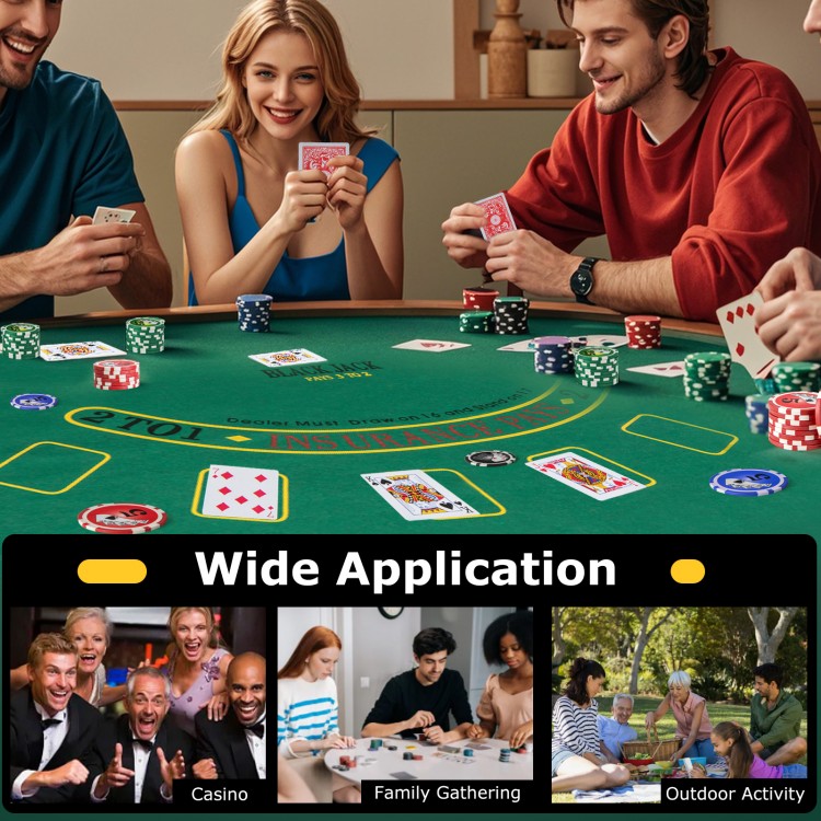 Texas Holdem poker chip set with 400 high-quality chips in black, ideal for casino games and family gatherings.