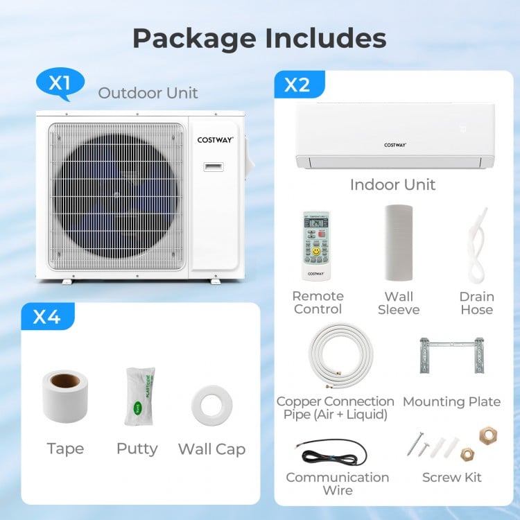 Outdoor unit of the UltrEco Series 18000 BTU mini split air conditioner with heat pump, Wifi enabled for efficient.