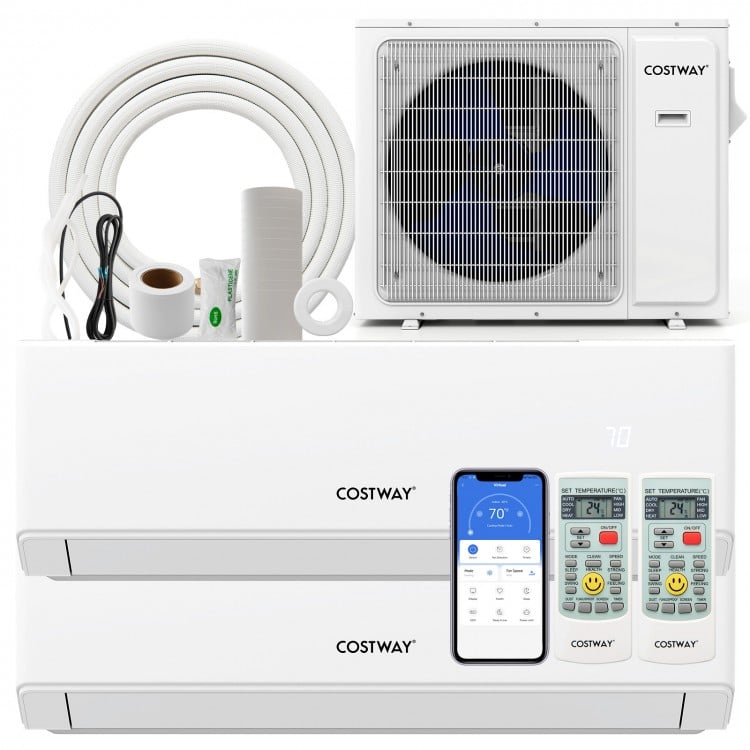 UltrEco Series 18000 BTU mini split air conditioner with heat pump, WiFi enabled, for efficient multi-zone cooling and.
