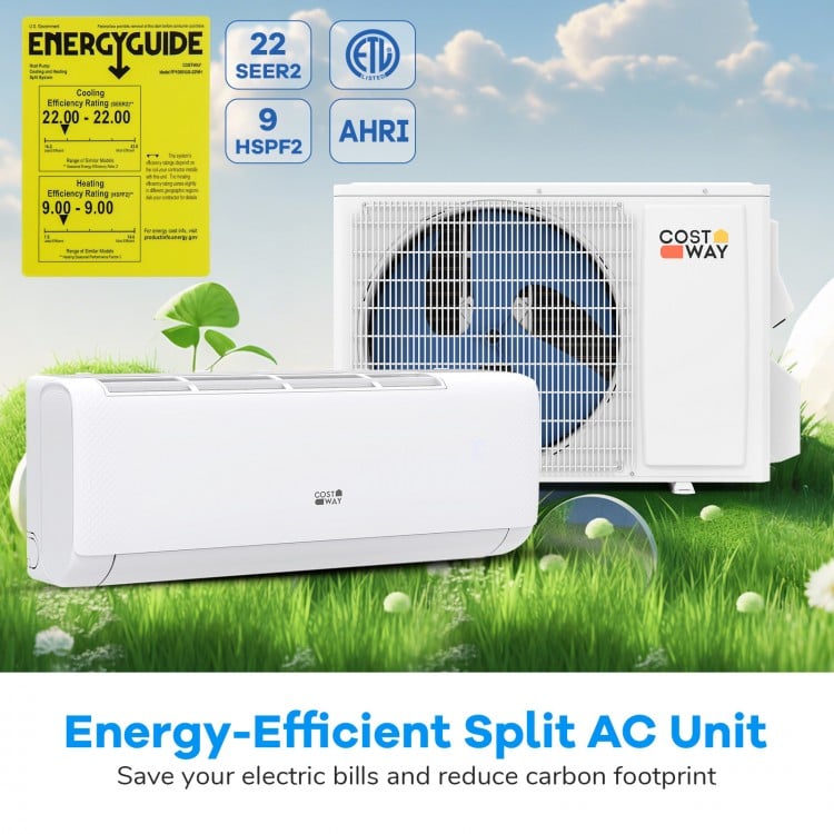 Ultra-quiet inverter mini split AC unit with 22 SEER, R32 refrigerant, designed for efficient cooling and heating up to.