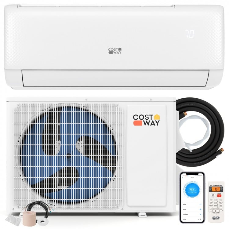 Ultra-Quiet Inverter Mini Split AC system with remote control, R32 refrigerant, and 4-in-1 design for large rooms.