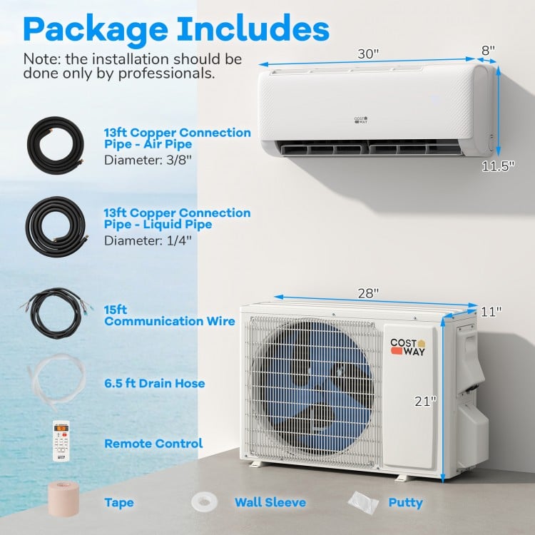 Ultra-Quiet Inverter Mini Split AC unit with 22 SEER2, R32 refrigerant, designed for large rooms up to 750 sq.ft.