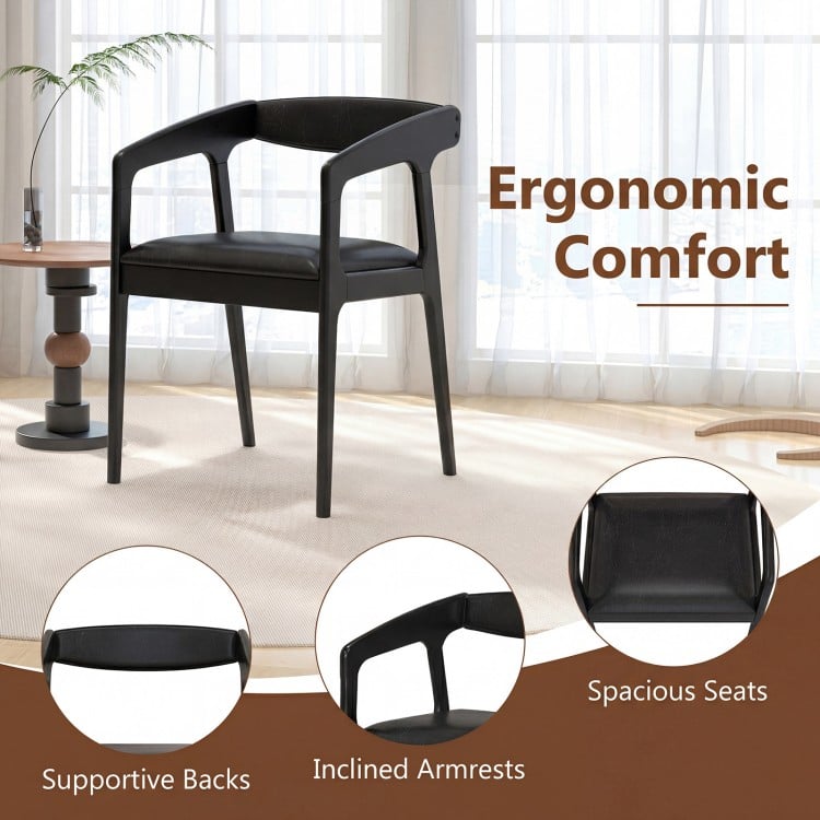 Upholstered armchair with ergonomic backrest and padded seat, featuring a black waterproof PU leather finish for.
