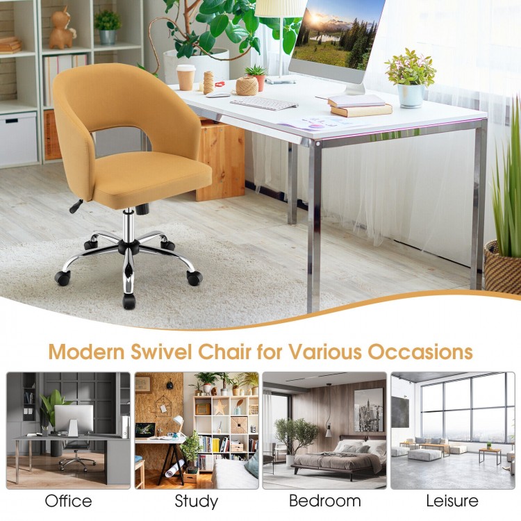 Upholstered swivel office chair with hollow out back, ergonomic design, and adjustable height for versatile use in any.