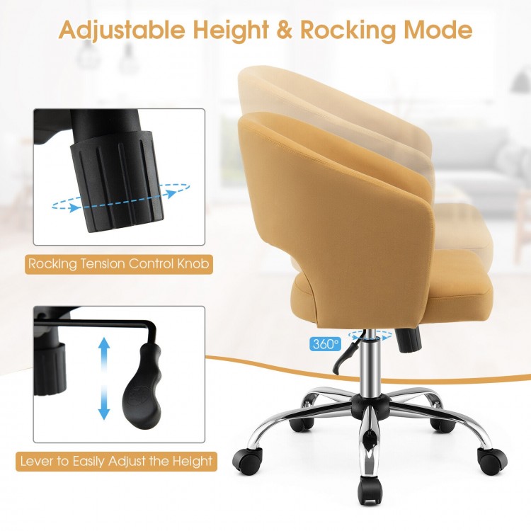 Upholstered swivel office chair with adjustable height, rocking mode, and ergonomic backrest for comfort in any.