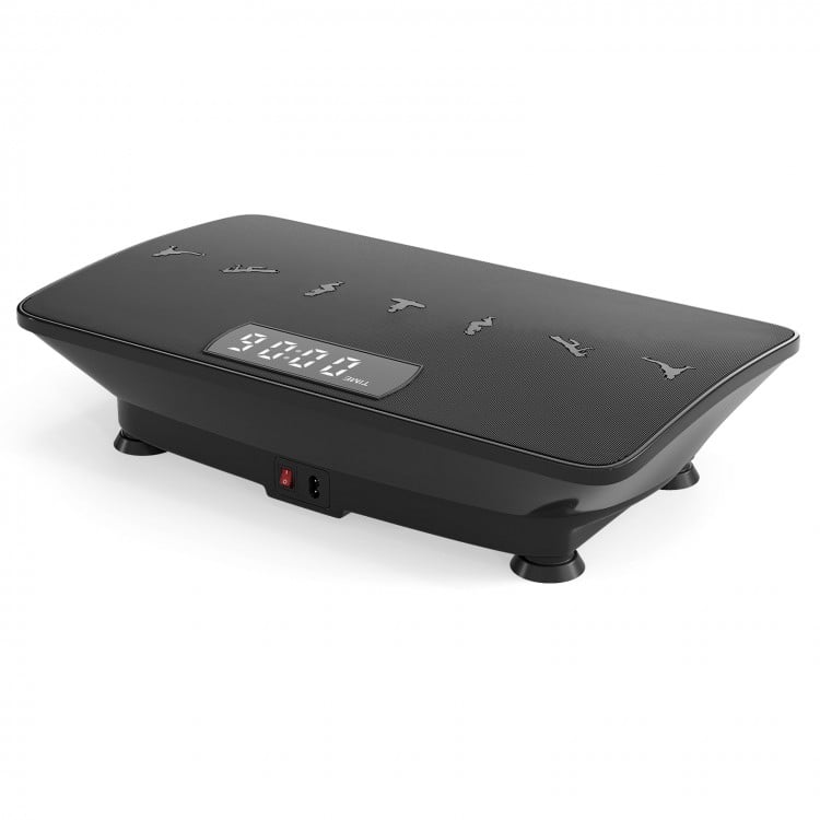Vibration plate exercise machine in black, featuring a lightweight design and non-slip cups for secure home workouts.