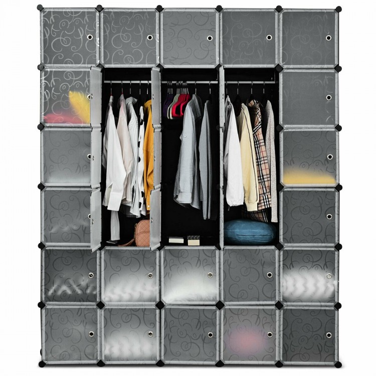 30-cube portable closet wardrobe cabinet with waterproof and dustproof panels, ideal for organized clothing storage.