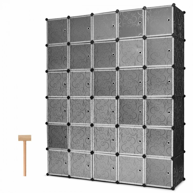 30-cube portable closet wardrobe cabinet made of high-quality PP panels, waterproof and dustproof for versatile storage.