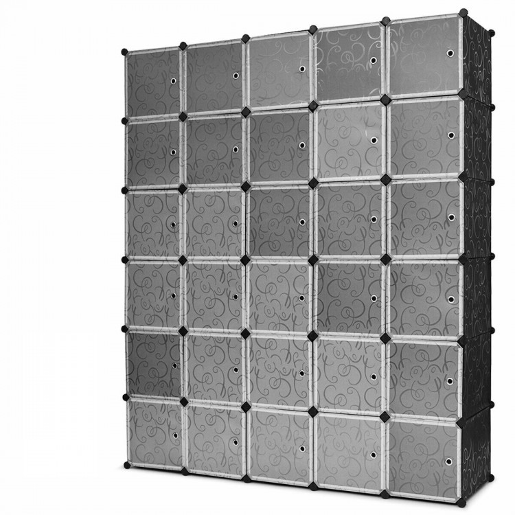 Side view of the DIY 30 Cube Portable Closet showcasing its modular design, perfect for customized and organized.