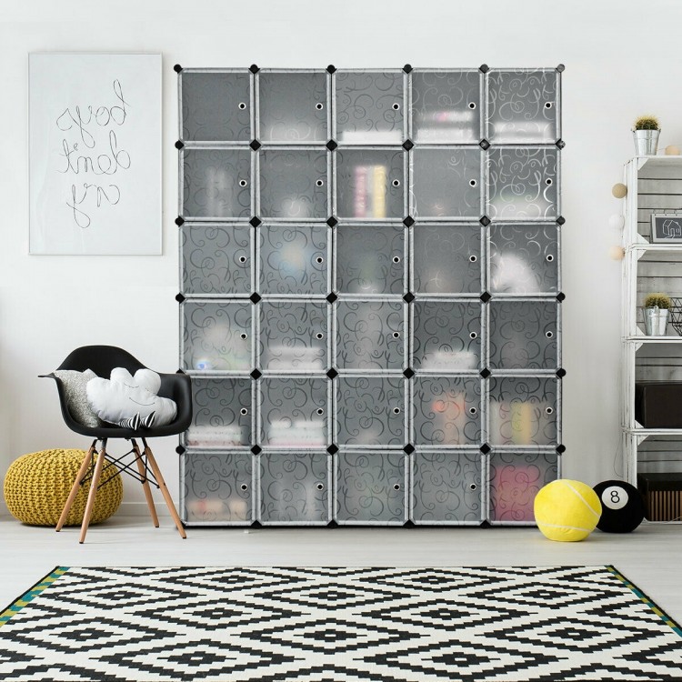 30-cube portable closet wardrobe cabinet made of waterproof pp panels, ideal for organized storage in any home decor.