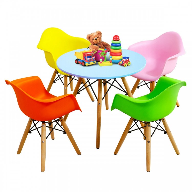 5 Piece Kids Mid-Century Colorful Table Chair SetCostway Gallery View 7 of 11