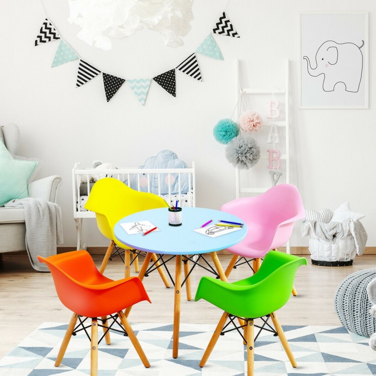5 Piece Kids Mid-Century Colorful Table Chair SetCostway Gallery View 1 of 11