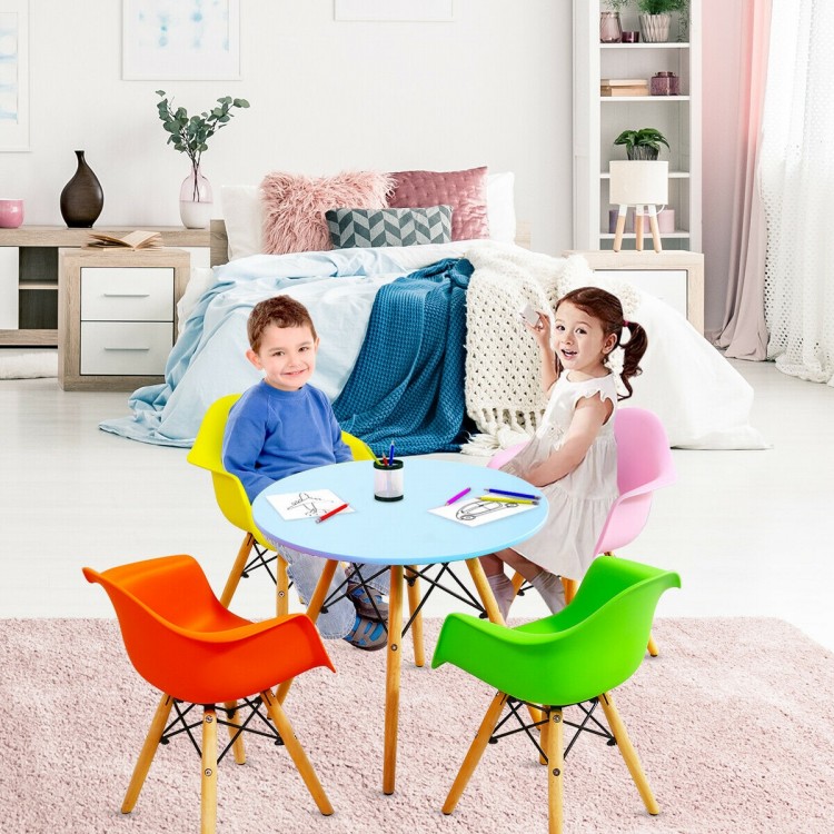 5 Piece Kids Mid-Century Colorful Table Chair SetCostway Gallery View 6 of 11