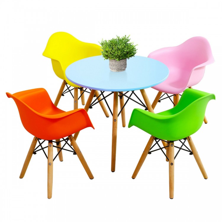 5 Piece Kids Mid-Century Colorful Table Chair SetCostway Gallery View 8 of 11