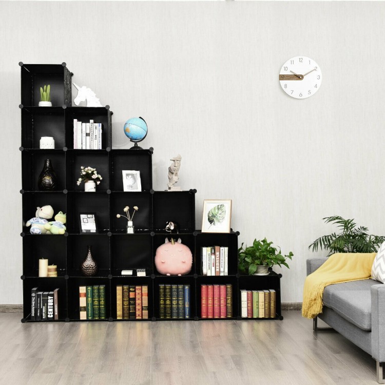 30-cube portable closet wardrobe cabinet in black, showcasing unique design and ample storage for home organization.