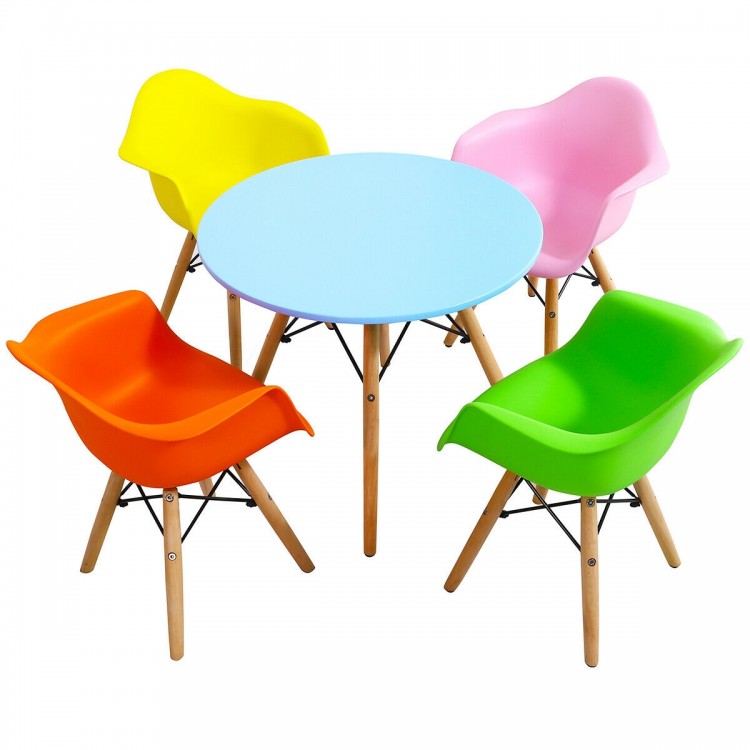 5 Piece Kids Mid-Century Colorful Table Chair SetCostway Gallery View 3 of 11
