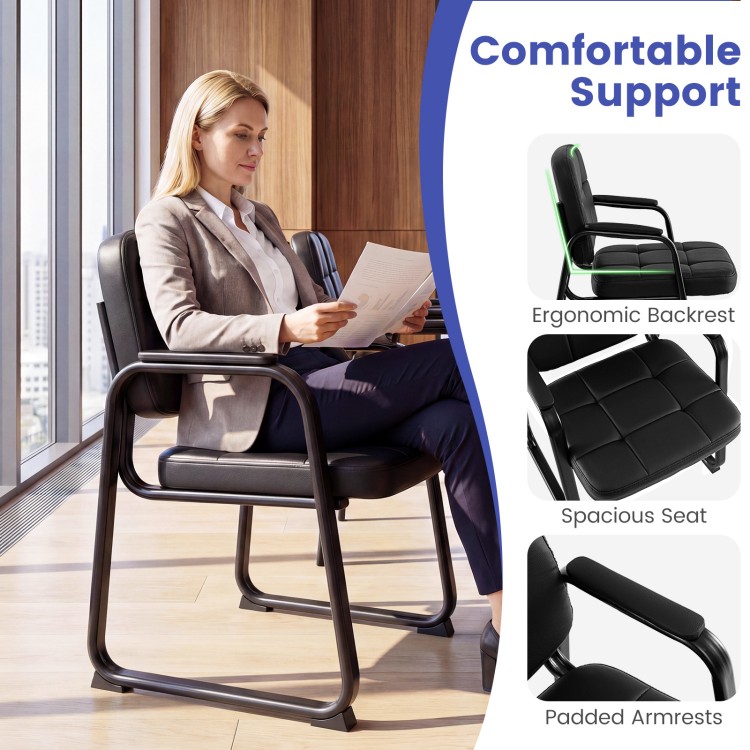 Ergonomic office chair with cushioned seat and back, padded armrests, ideal for reception areas and home offices.