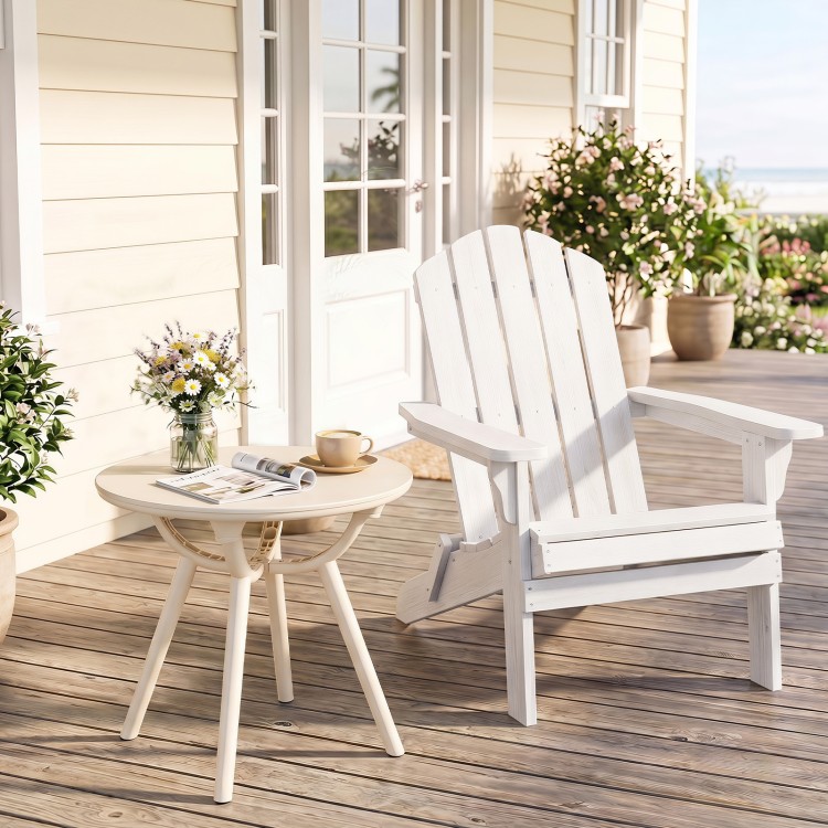 White weather-resistant circular small end table with a 20" round tabletop, perfect for poolside or balcony use.