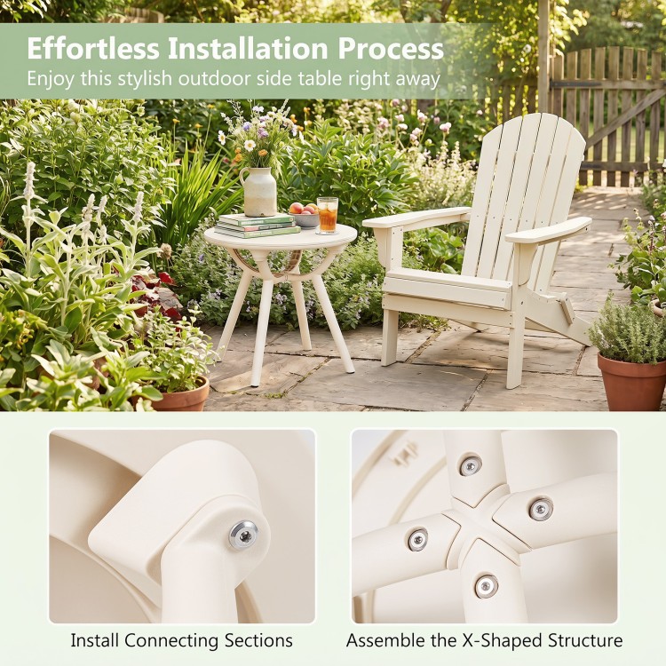 Stylish weather-resistant circular small end table with a 20" round tabletop, perfect for poolside or balcony use.