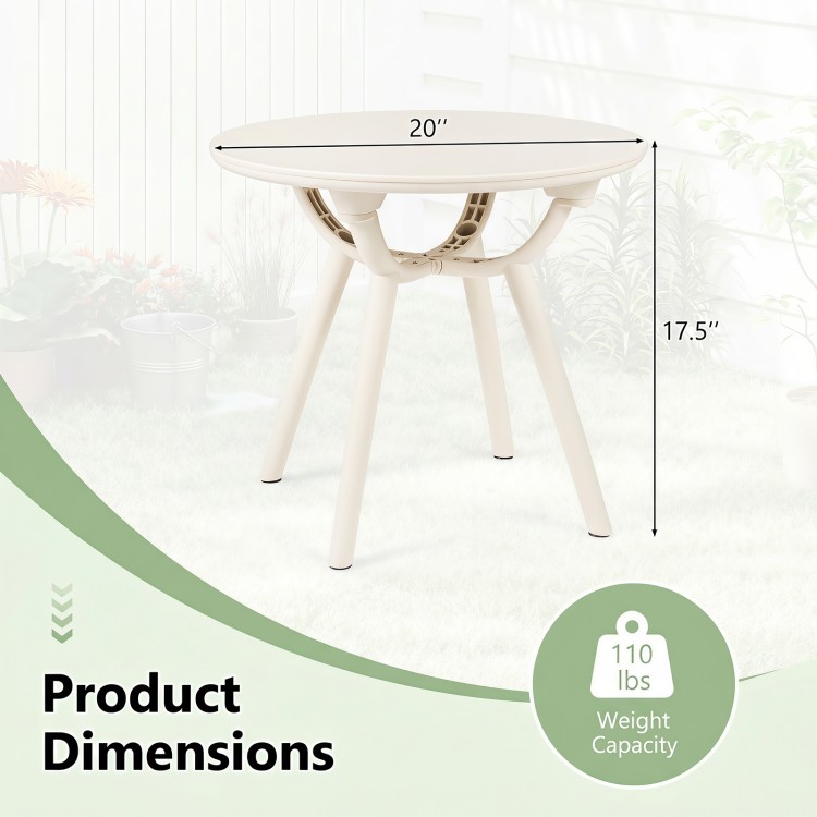 Weather-resistant circular small end table with a 20" round tabletop, ideal for poolside and balcony use.