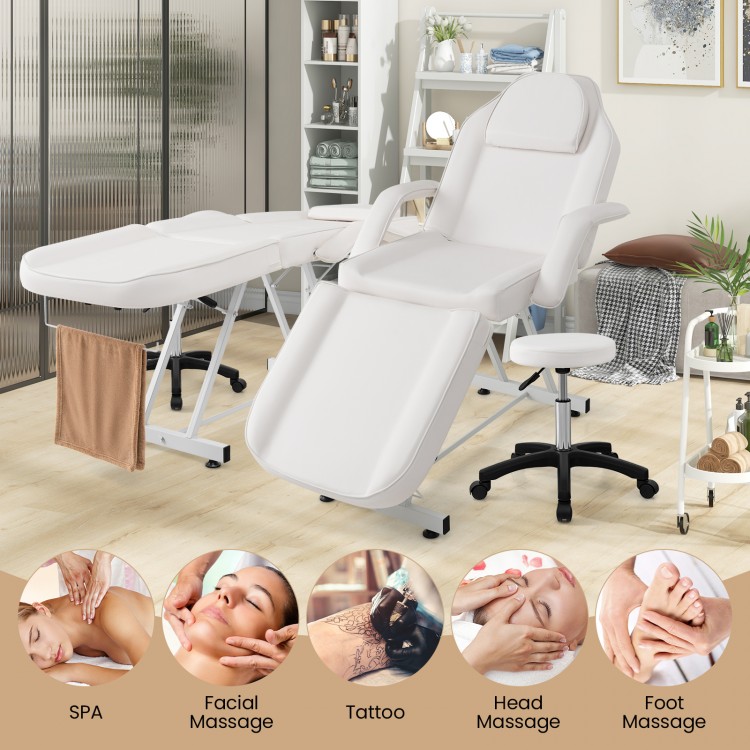 Facial chair set with removable headrest and armrests, designed for SPA, facial, tattoo, and foot massages.