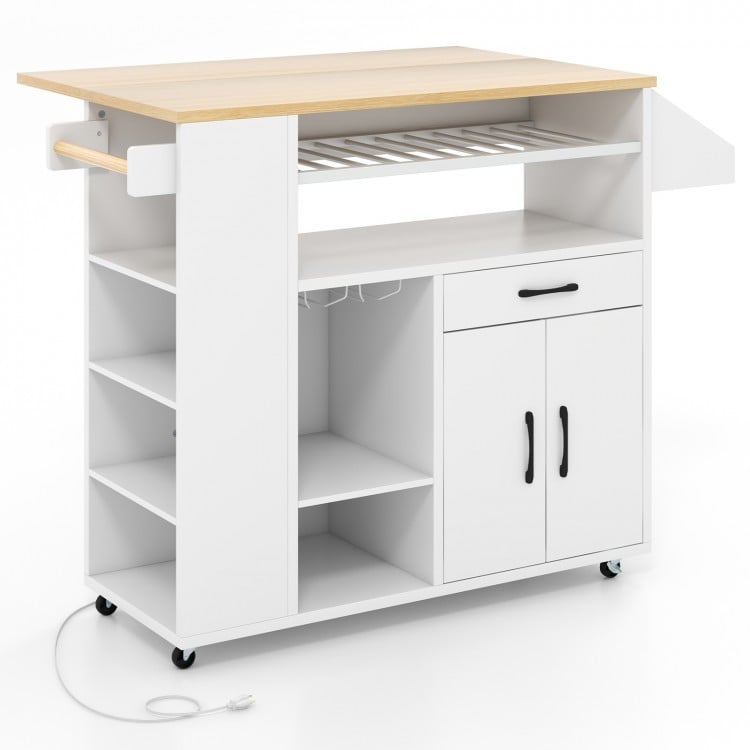 Rolling Kitchen Island Cart with Power Outlet for Dining Room - Gallery View 1 of 10