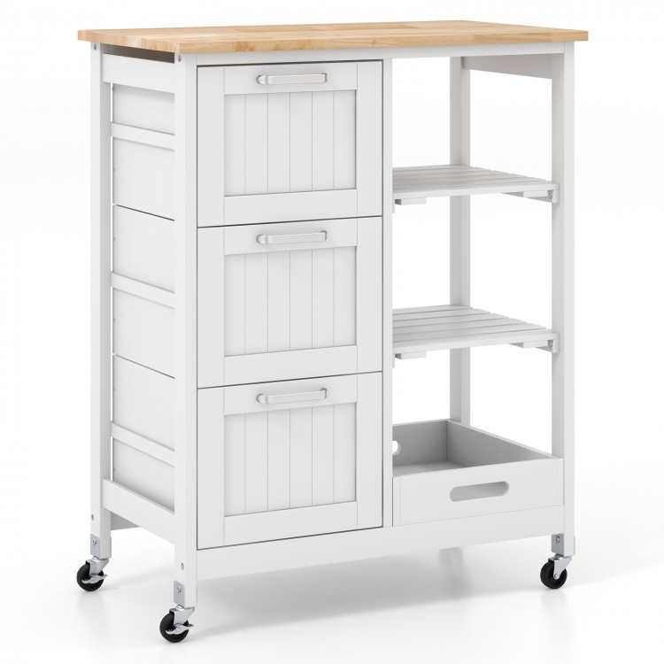 Rolling Kitchen Island Utility Storage Cart with 3 Drawers - Gallery View 1 of 10