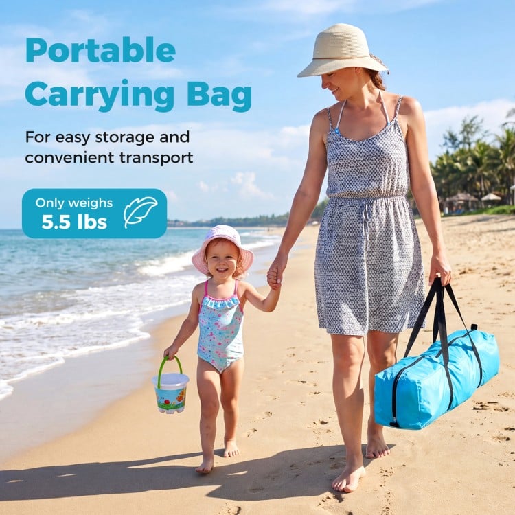Portable carrying bag for Wind Powered Beach Tent, lightweight at 5.5 lbs, ideal for easy transport and storage.