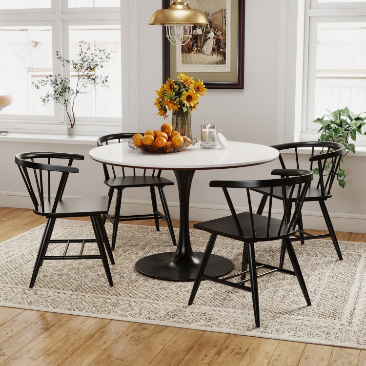 Windsor dining chair set of 2 in sleek black finish, featuring ergonomic backrest for comfort, ideal for kitchens or.