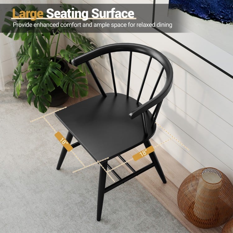 Large black Windsor dining chair with ergonomic backrest and spacious seat, ideal for kitchens and dining rooms.