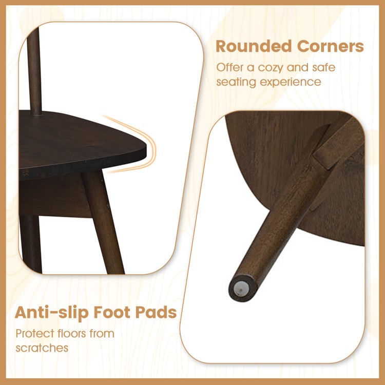 Detail of the Windsor dining chair showing rounded corners and anti-slip foot pads for safe seating and floor.