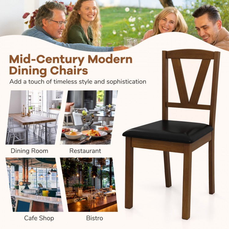 Wooden dining chair with PU leather upholstery and rubber wood frame, perfect for restaurants and home dining areas.