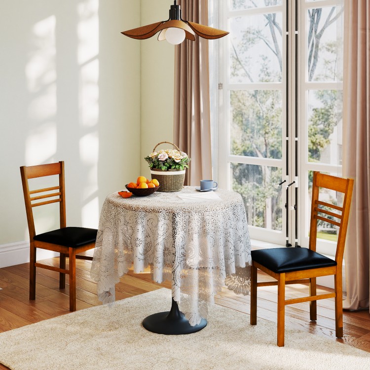 Wood dining chairs set of 4 with walnut finish and rubber wood frame, ideal for kitchen or dining room use.
