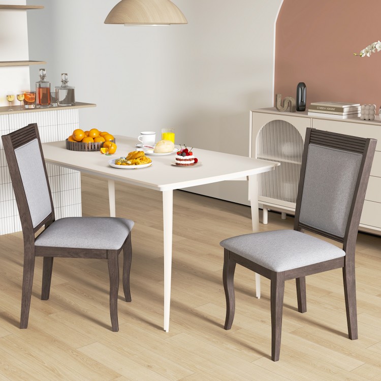 Wood dining chairs set of 2 with padded seats and rubber wood frame, ideal for stylish dining room decor.