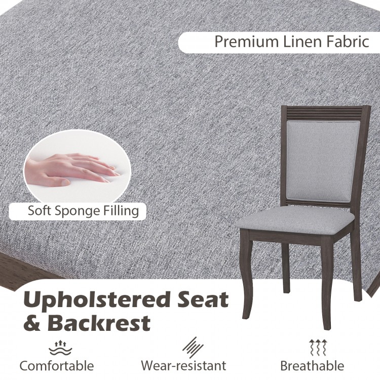 Upholstered seat and backrest of a wood dining chair set, featuring premium linen fabric and soft sponge filling for.