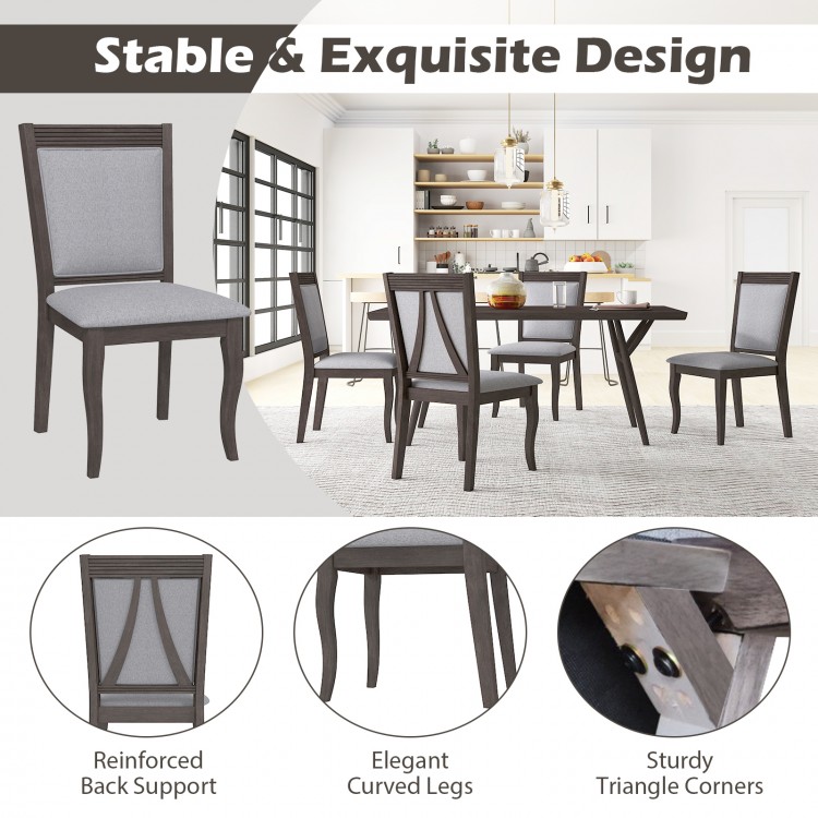 Set of 2 wood dining chairs with padded seats, rubber wood frame, and ergonomic design for comfort and stability.