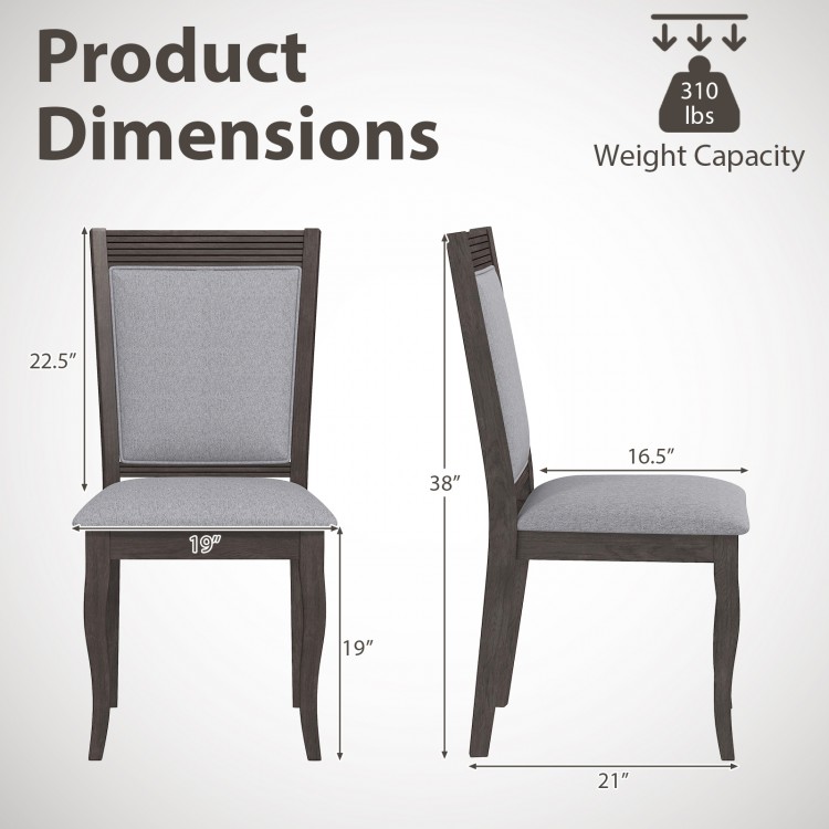 Side view of a wood dining chair with a rubber wood frame, padded seat, and ergonomic design, supporting up to 310 lbs.
