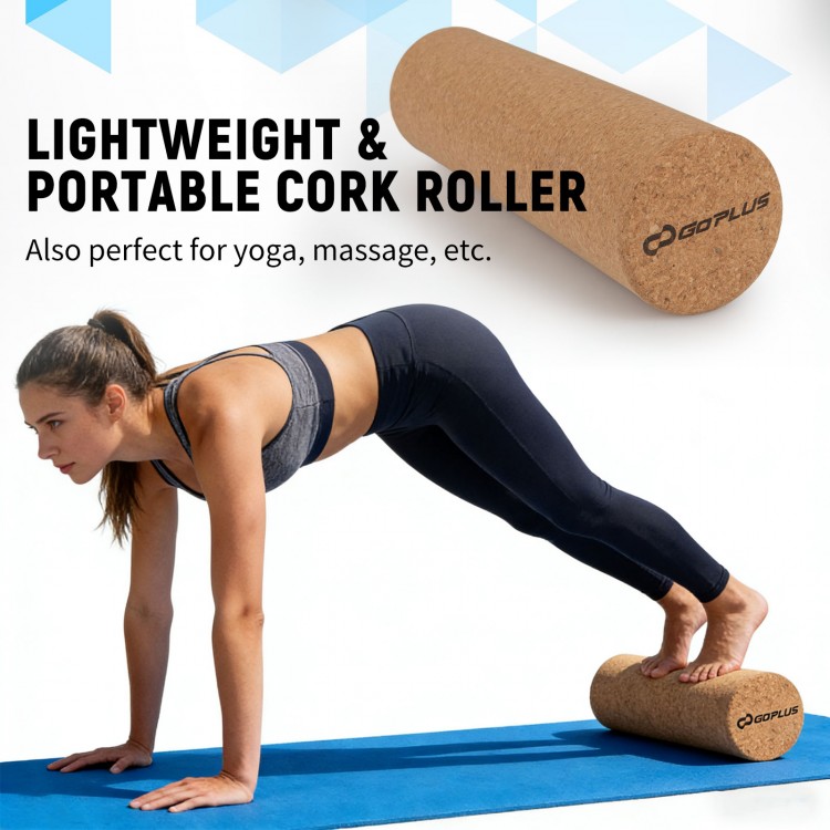 Cork roller for yoga and massage, lightweight and portable, enhances balance and core strength, ideal for various.