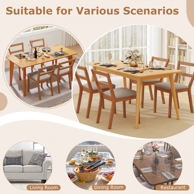 Wooden dining chair set of 2 with upholstered seats in brown, perfect for farmhouse kitchens and dining rooms.