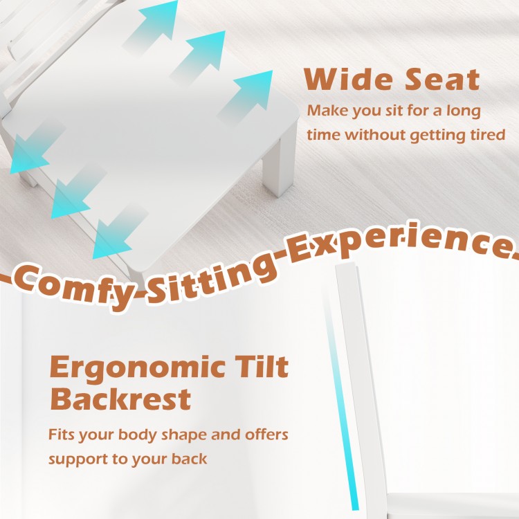 Wide seat and ergonomic tilt backrest of solid rubber wood dining chairs, perfect for dining rooms and cafes.