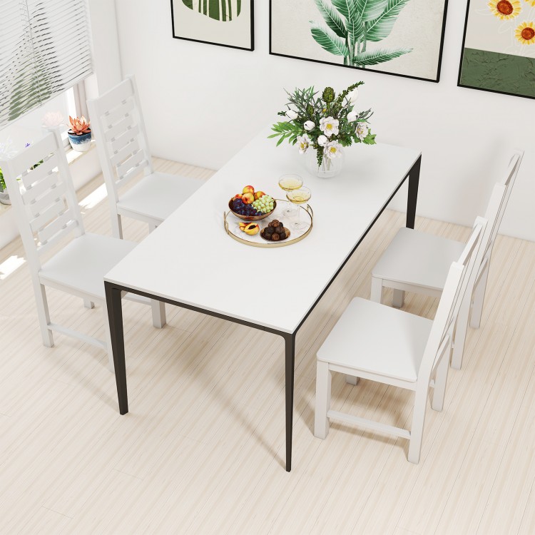 White wooden dining chair set of 2 made from solid rubber wood, featuring a mid-century modern design for stylish.